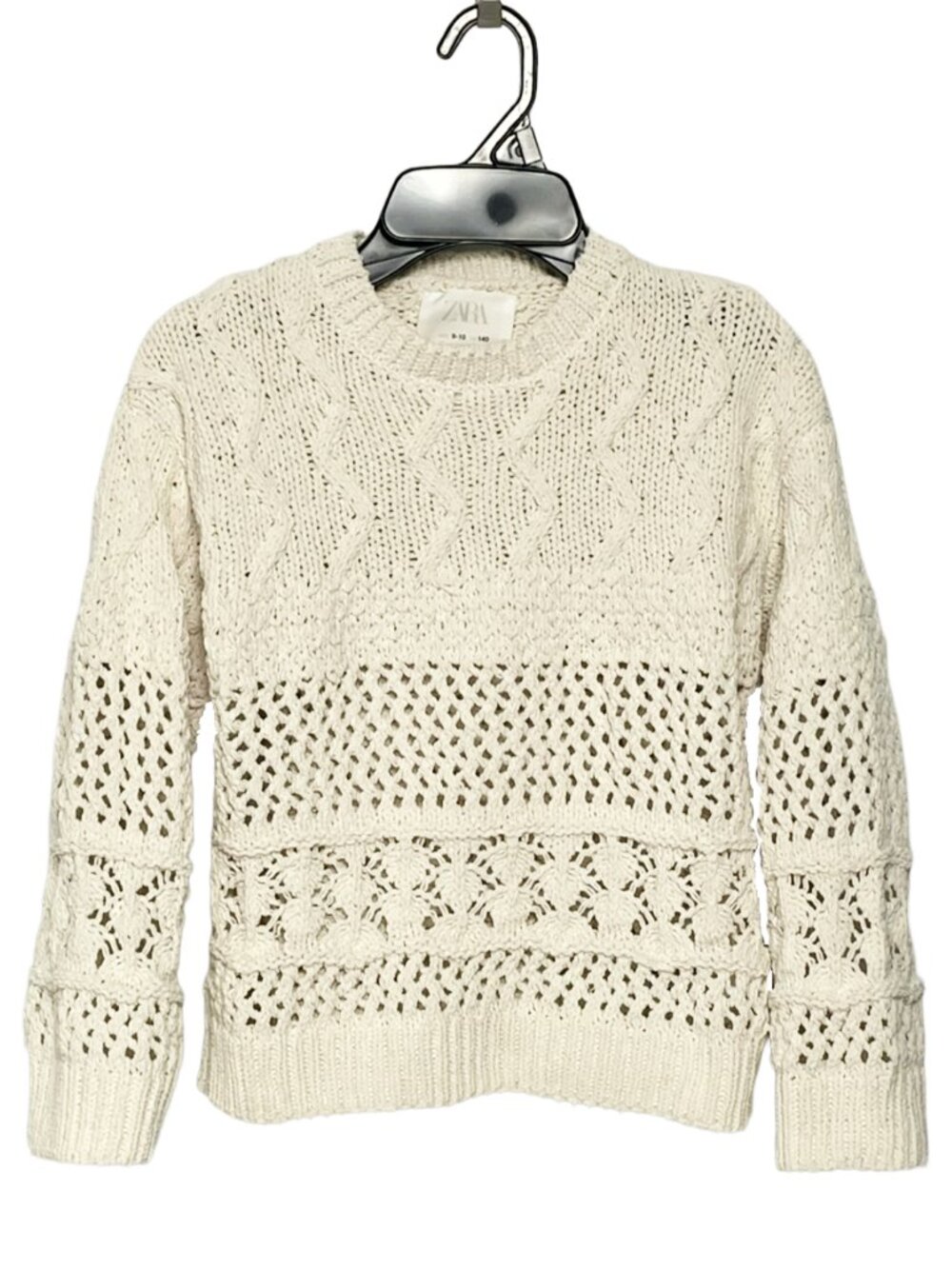 Zara Girls Cream Cable Knit Openwork Sweater Size 9-10 140